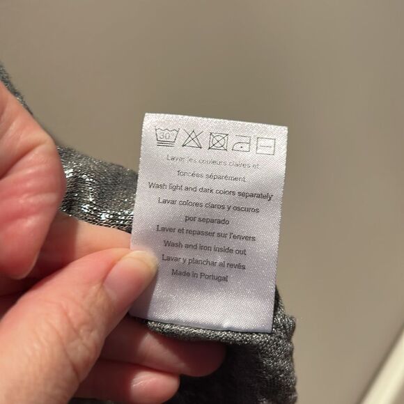 🎀Sandro metallic silver linen t shirt size 2 small euc - Picture 7 of 10